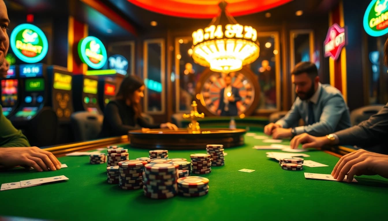 Engage in thrilling gaming at https://rikbet1.cn.com/ with a vibrant poker table setup.