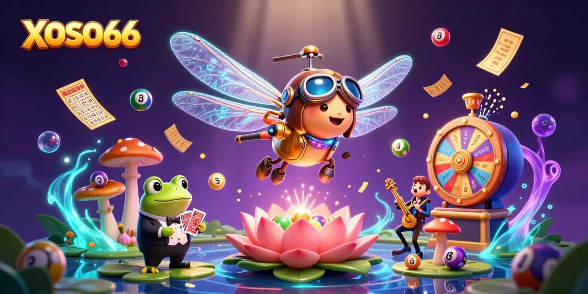 XOSO66 brings excitement with vibrant casino action featuring a dragonfly pilot and dealer.