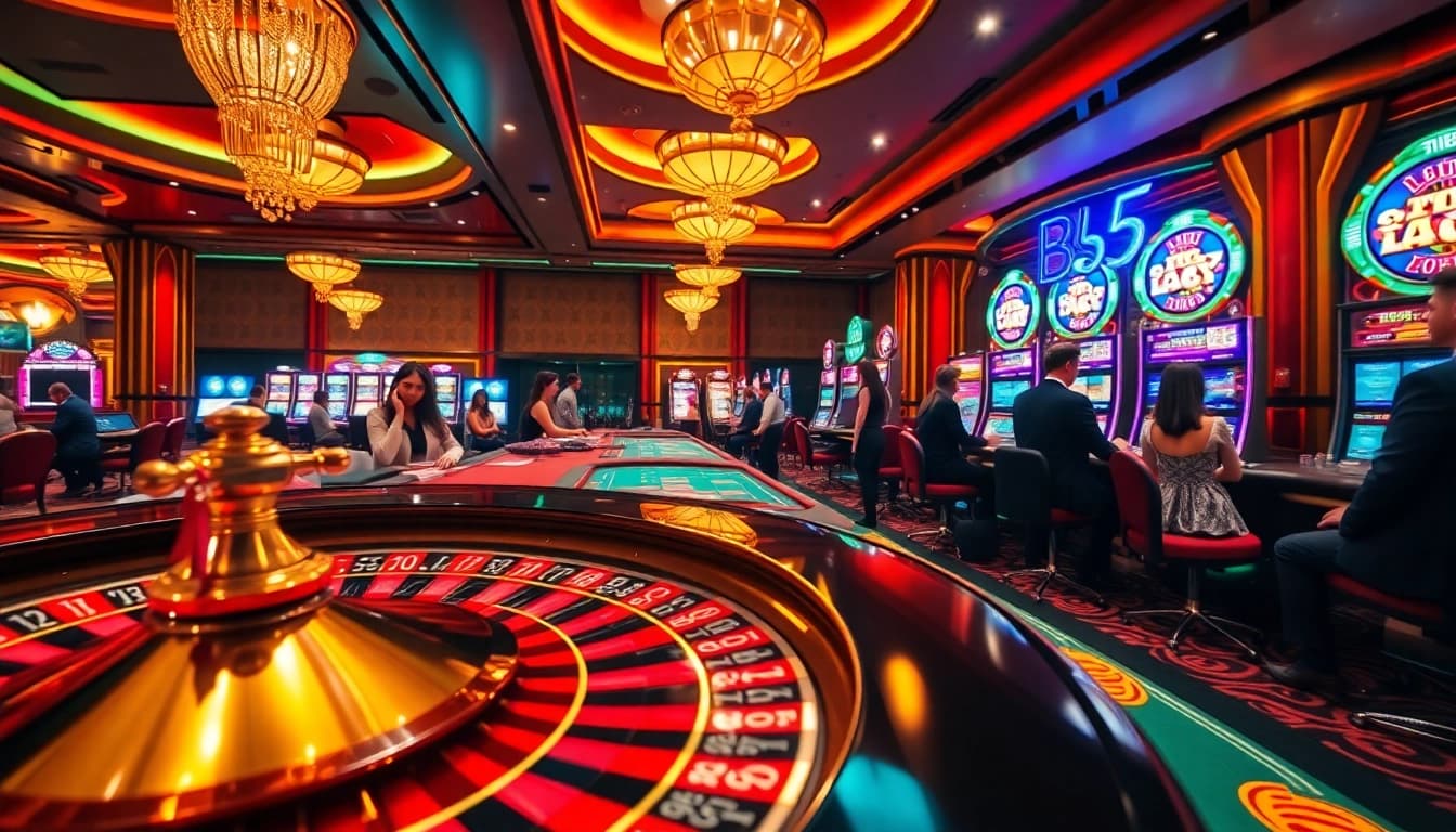 Experience the excitement of gaming at trang chủ BL555 with vibrant casino elements and engaging players.