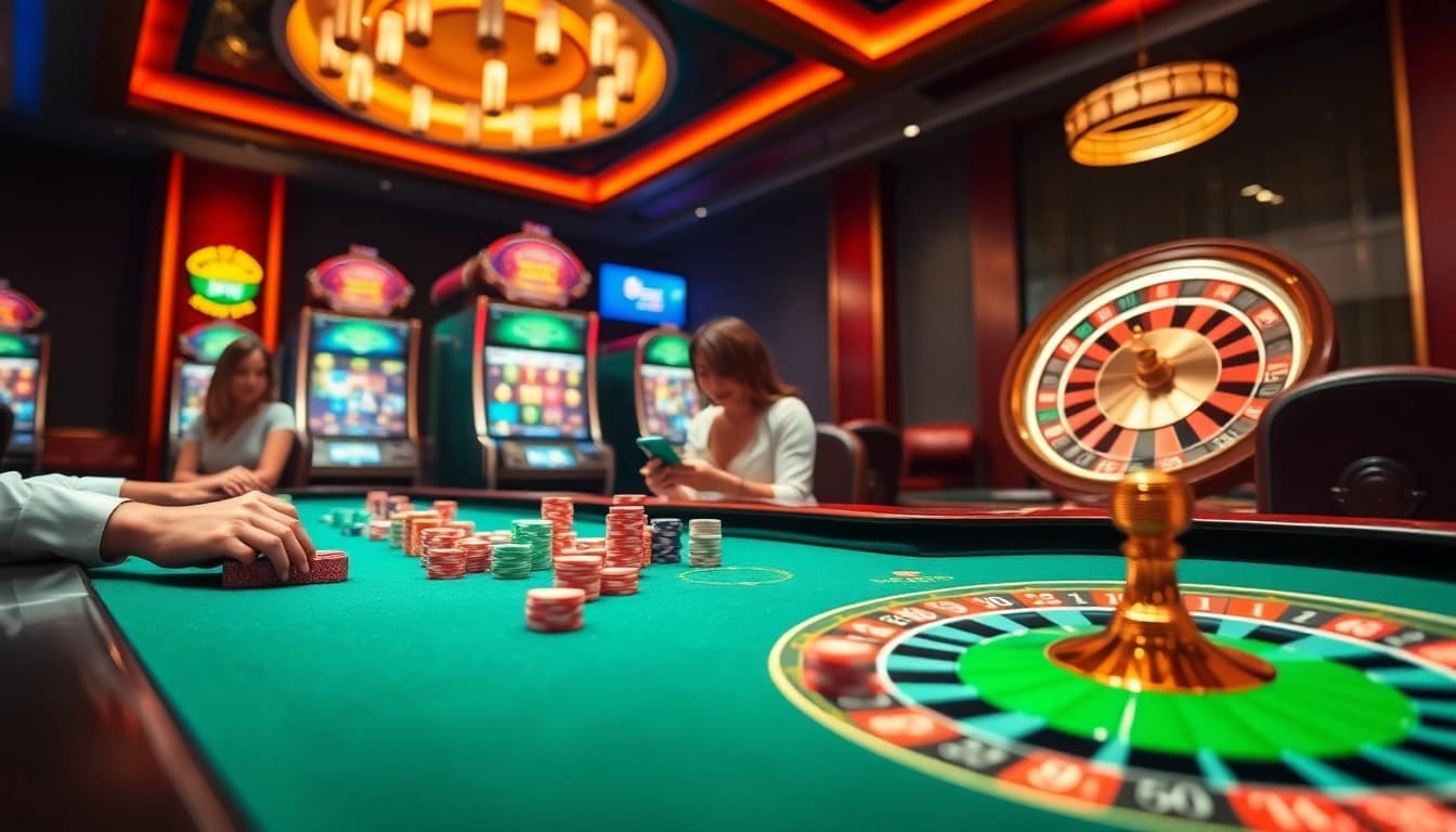 Experience thrilling gaming at Jili777 with vibrant slot machines and poker tables.
