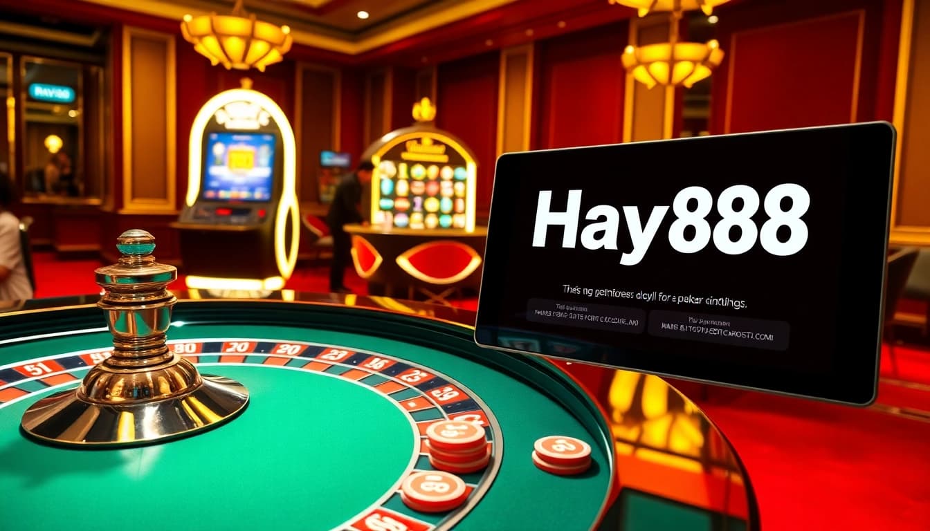 Experience Hay88's thrilling casino action with a vibrant roulette table and excited players.