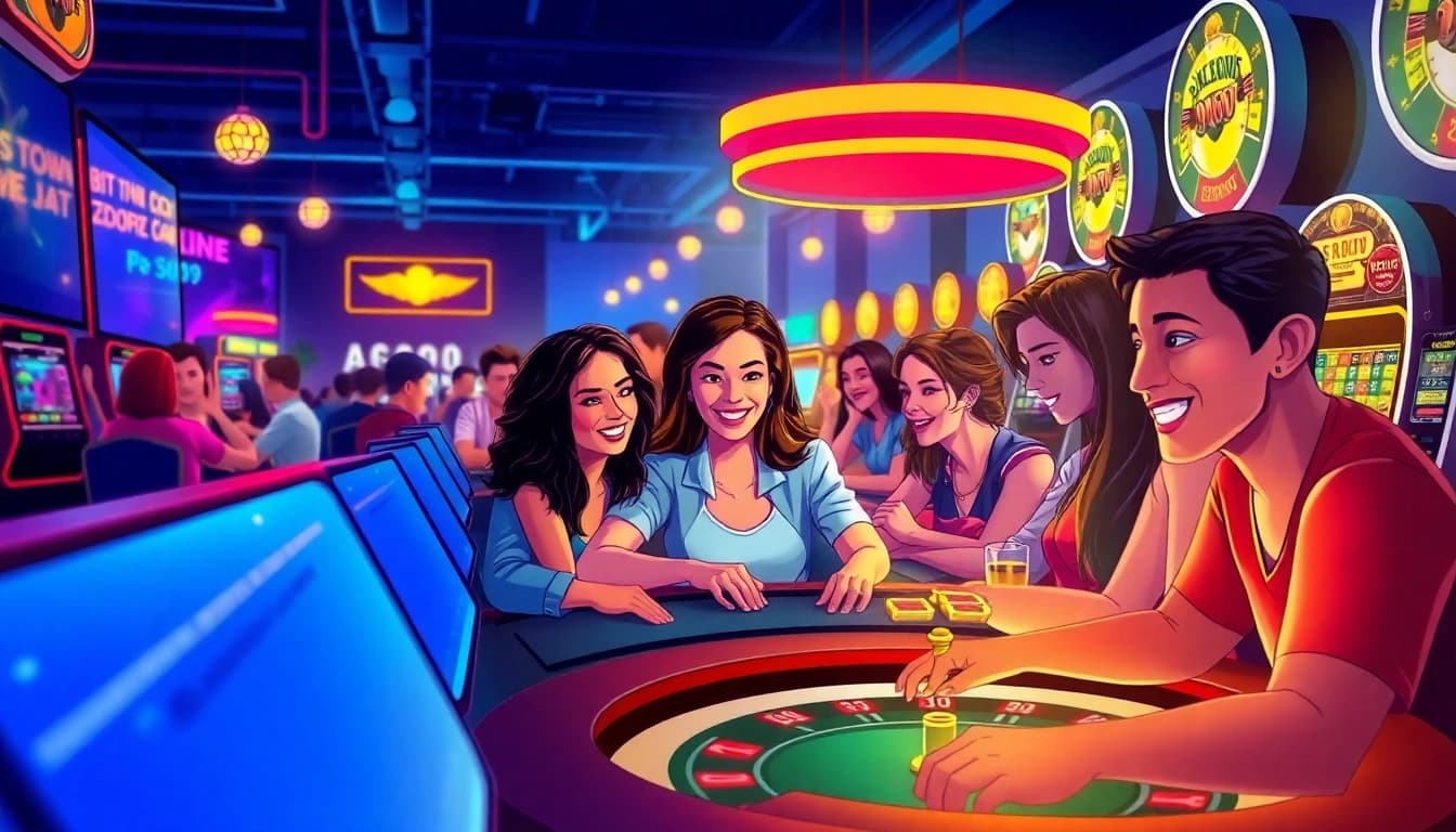 Exciting online gaming atmosphere at B52 club showcasing diverse players enjoying poker and slots.
