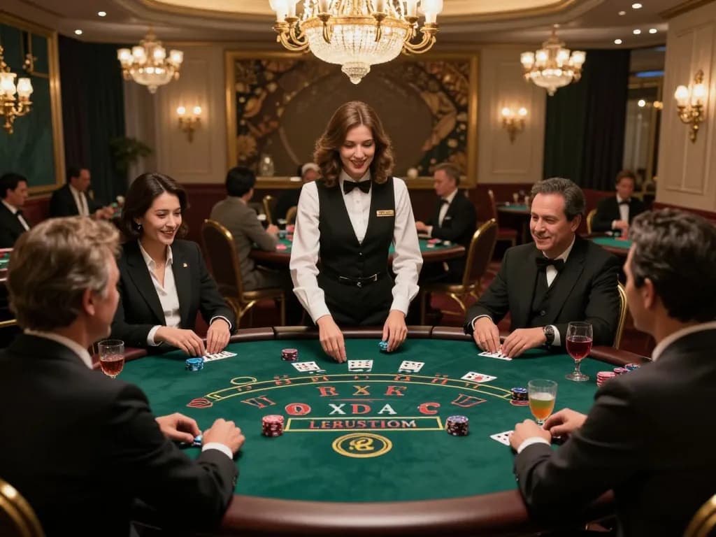 W88 Baccarat game in elegant live casino setting with engaged players and professional dealer.