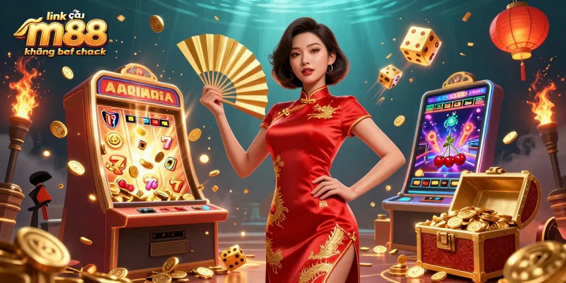 Trải nghiệm link vào m88 không bị chặn với các yếu tố sòng bạc sống động và nhân vật châu Á tự tin.