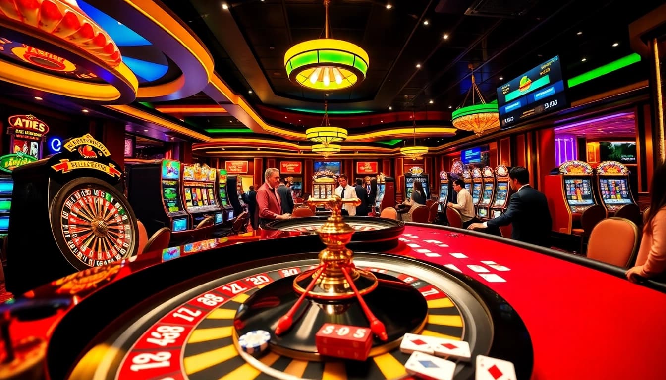Experience the thrill of betting at bet88.law with vibrant casino visuals including roulette and slot machines.