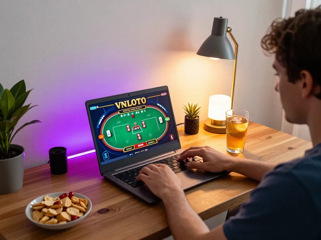 Experience thrilling gameplay with VNLOTO in a cozy home gaming setup