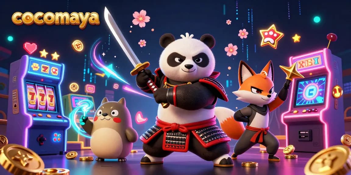Engage in thrilling bonus buy slots at cocomaya with dynamic 3D illustrations of animated characters and casino elements.