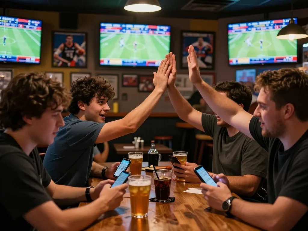 Patrons engaged in sports betting at LU88, capturing the excitement of live betting actions in a vibrant environment.