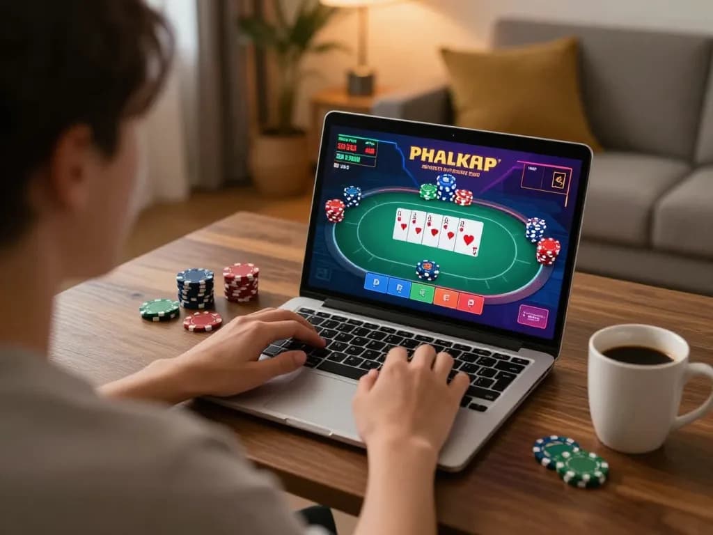 Engaging online gaming moment on เว็บzood24 showing poker gameplay on a laptop.
