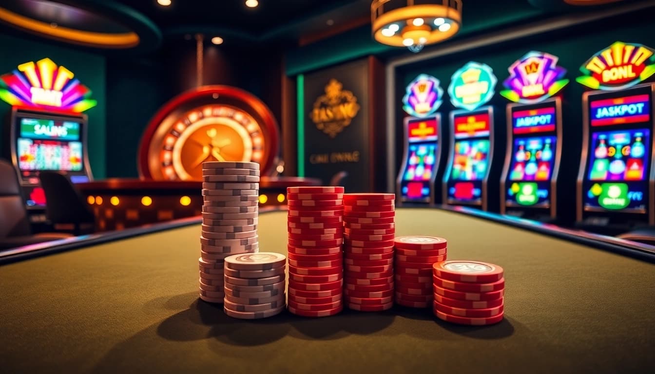 Experience the thrill of 789win with vibrant casino visuals of poker chips and roulette.