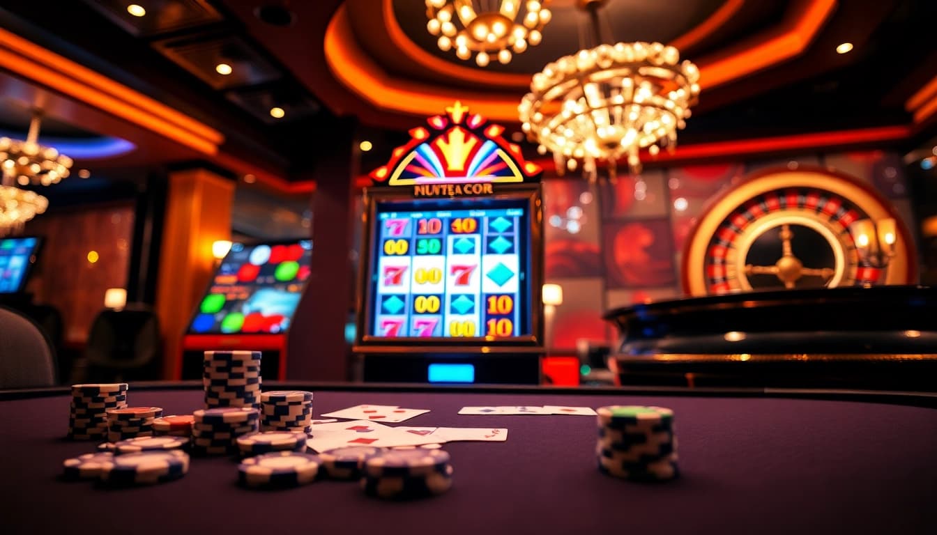 Experience the thrill of 'Slot gacor' as players engage with exciting slot machines in a luxurious casino setting.