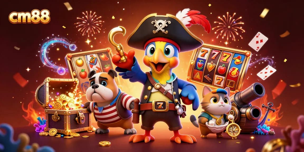 Experience thrilling casino action with cm88 as vibrant characters celebrate wins amidst colorful slots.