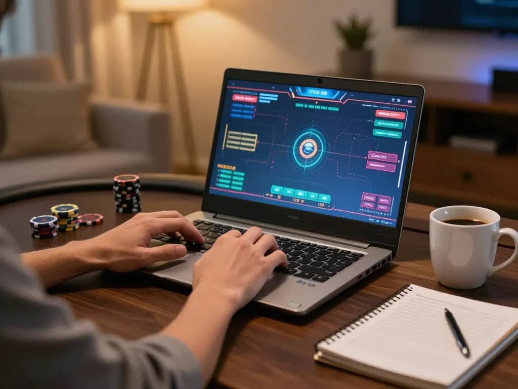 Players strategizing at an online poker game with VIN88 interface visible on screen