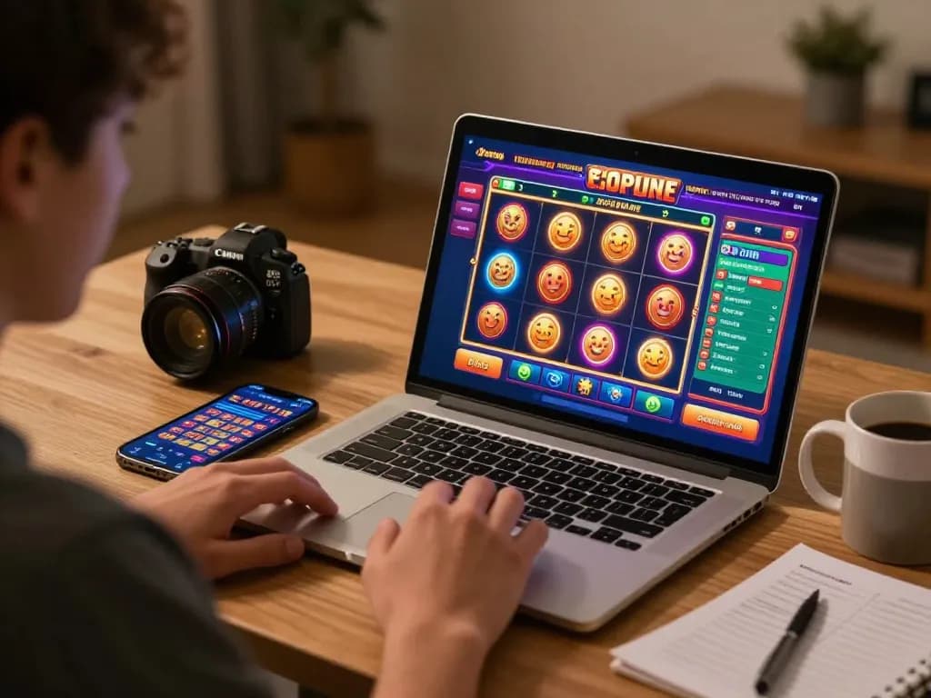 Play slots interactively on mobile device showcasing viral88 interface in cozy home setting.