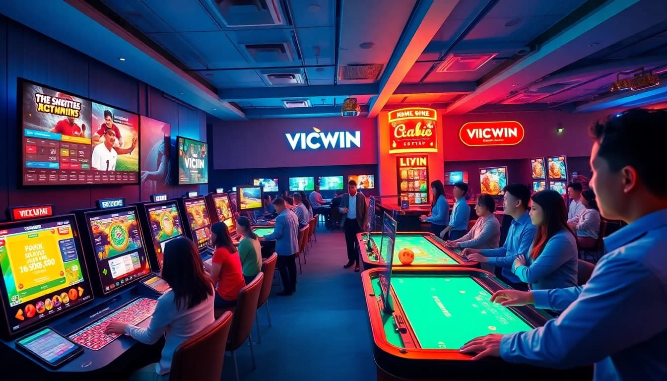 Experience the excitement of VICWIN with diverse gaming options and vibrant ambiance, capturing the essence of online entertainment.
