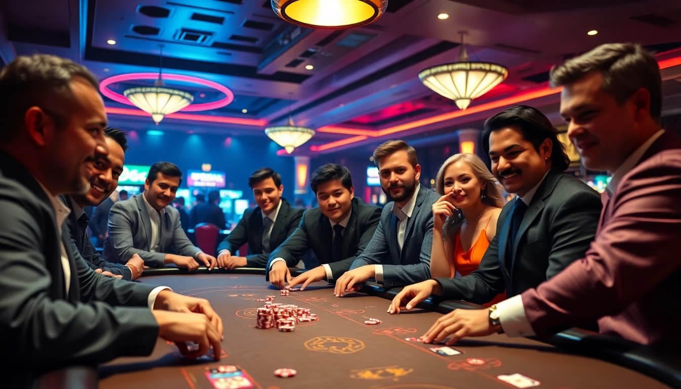 Betrupi ile heyecan verici bir poker oyunu, oyuncular ve renkli çipler