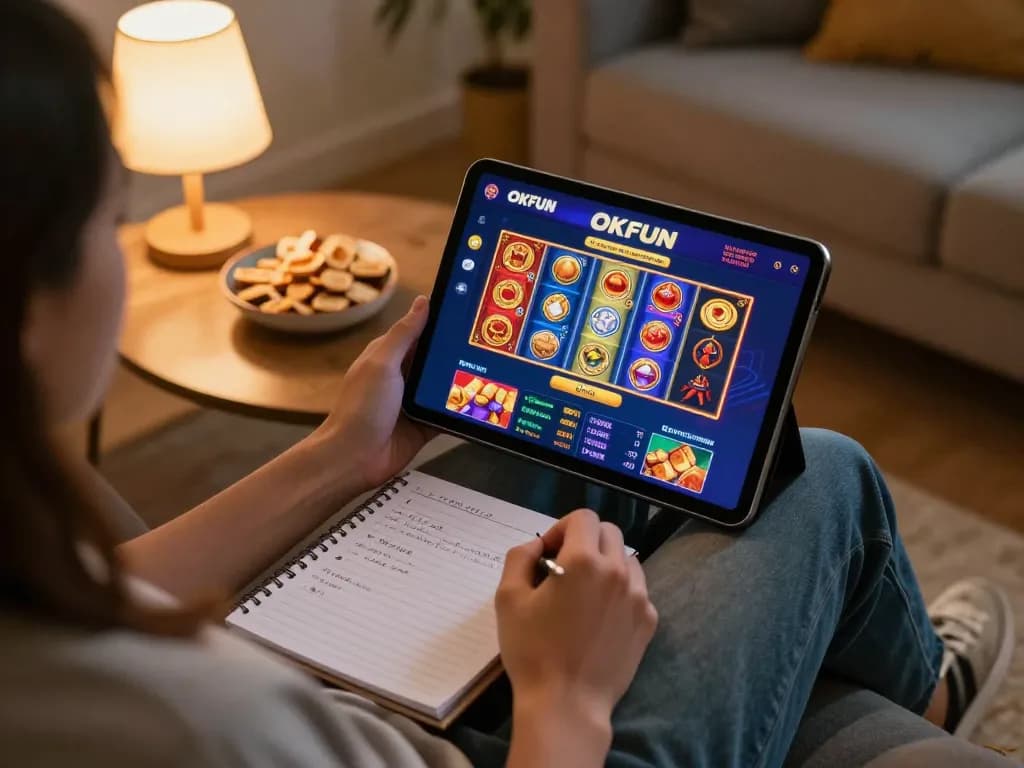 Engaging online casino gaming experience with OKFUN app focused on slots and poker strategies