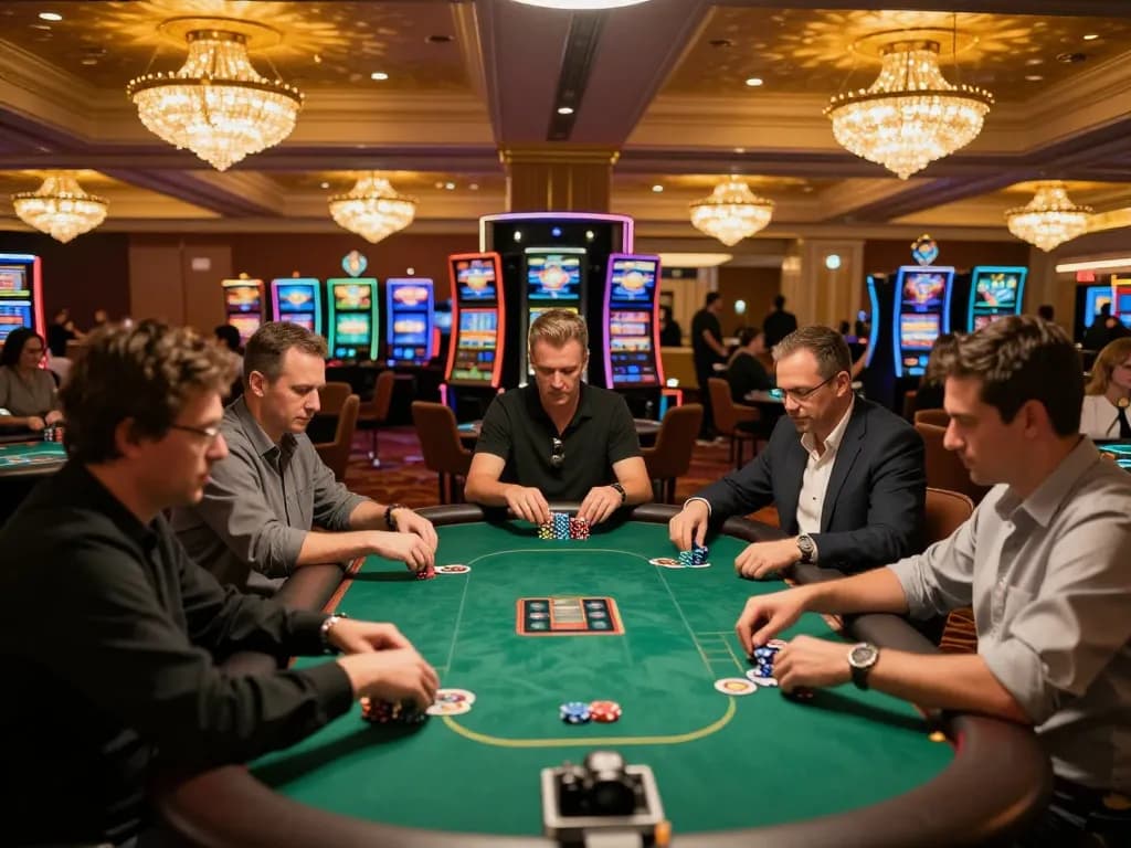 Players enjoying dynamic games at LODE88 casino, engaging in strategic gameplay and excitement.