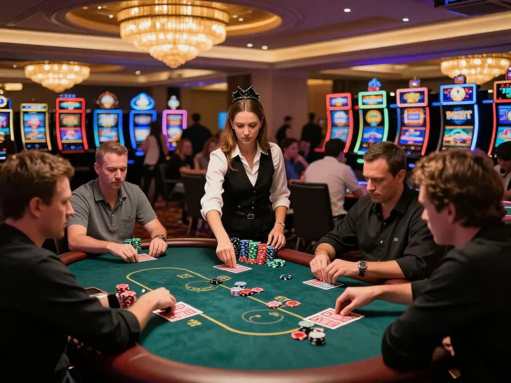 Players enjoying dynamic poker gameplay at BK33's upscale casino venue, enhancing their winning strategies.