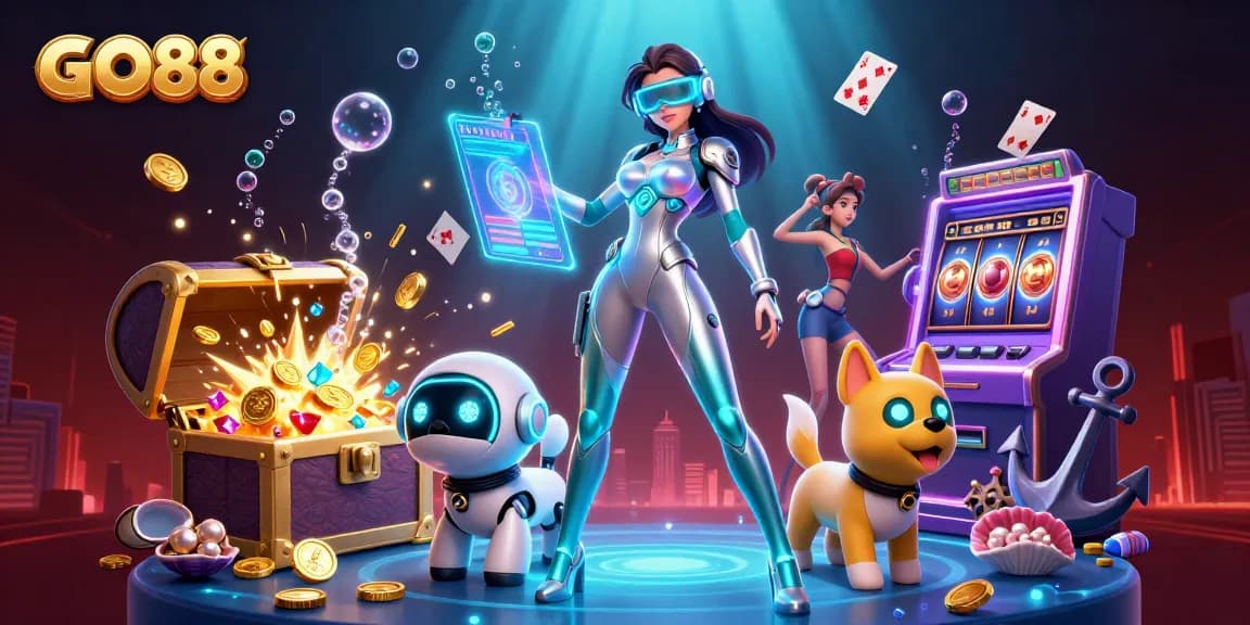 Experience exciting gaming at GO88 with vibrant slots and captivating casino elements in 3D