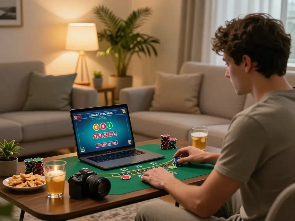 Player engaging in live blackjack on msg777 platform in a cozy home setting.