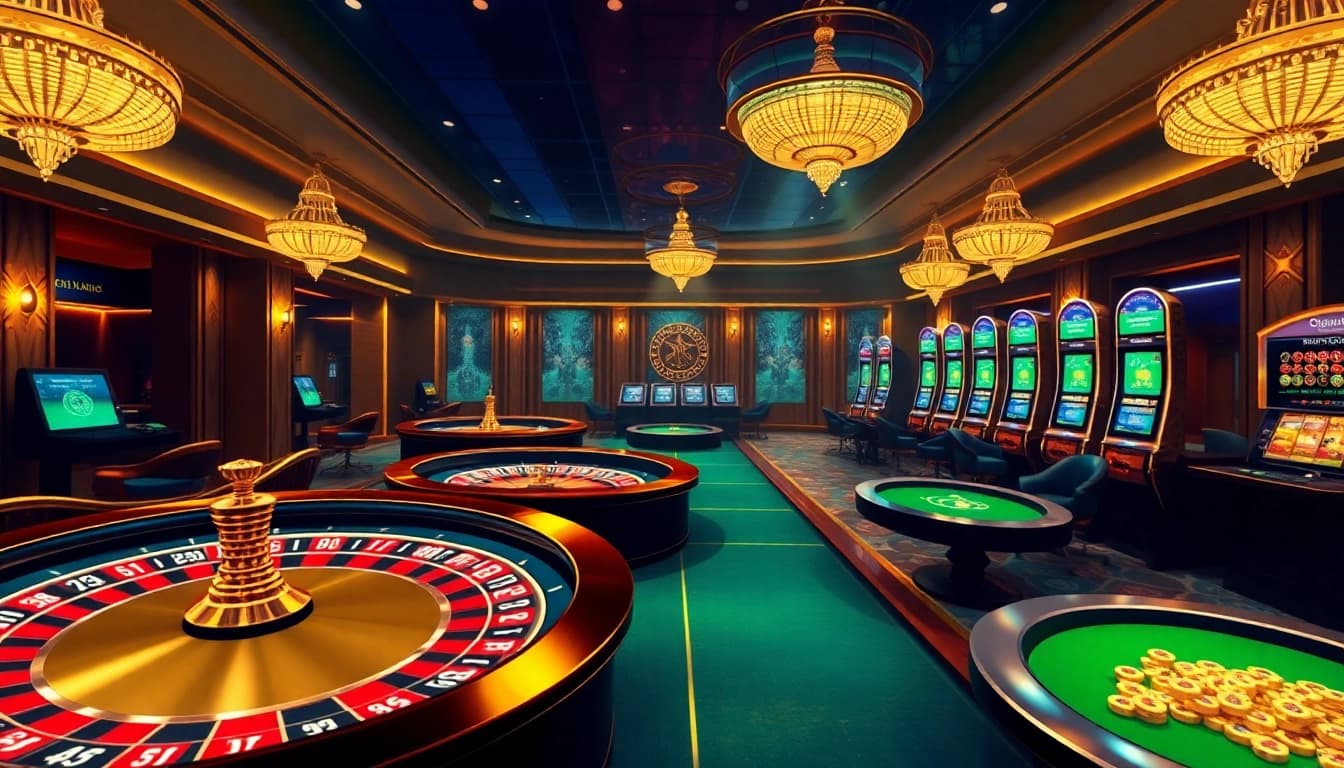 Engage with the dynamic online gambling experience through Link vào 88clb, featuring roulette wheels and slot machines.