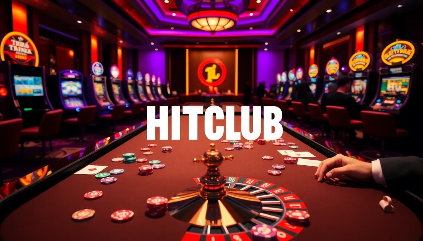 HITCLUB players engaging in exciting gameplay at a luxurious casino table with vibrant chips.
