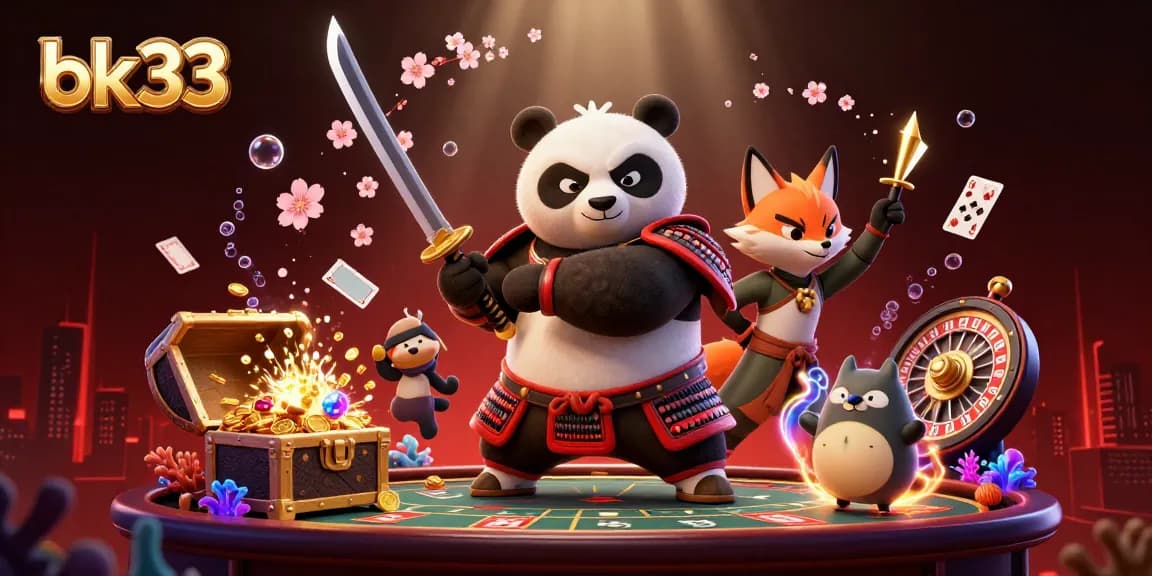 Experience thrilling live casino action with bk33 in this rich, dynamic illustration featuring samurai and ninja characters.