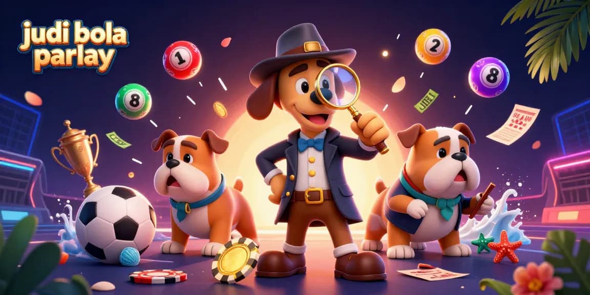 Win big with judi bola parlay in this dynamic sports betting illustration featuring animated elements.