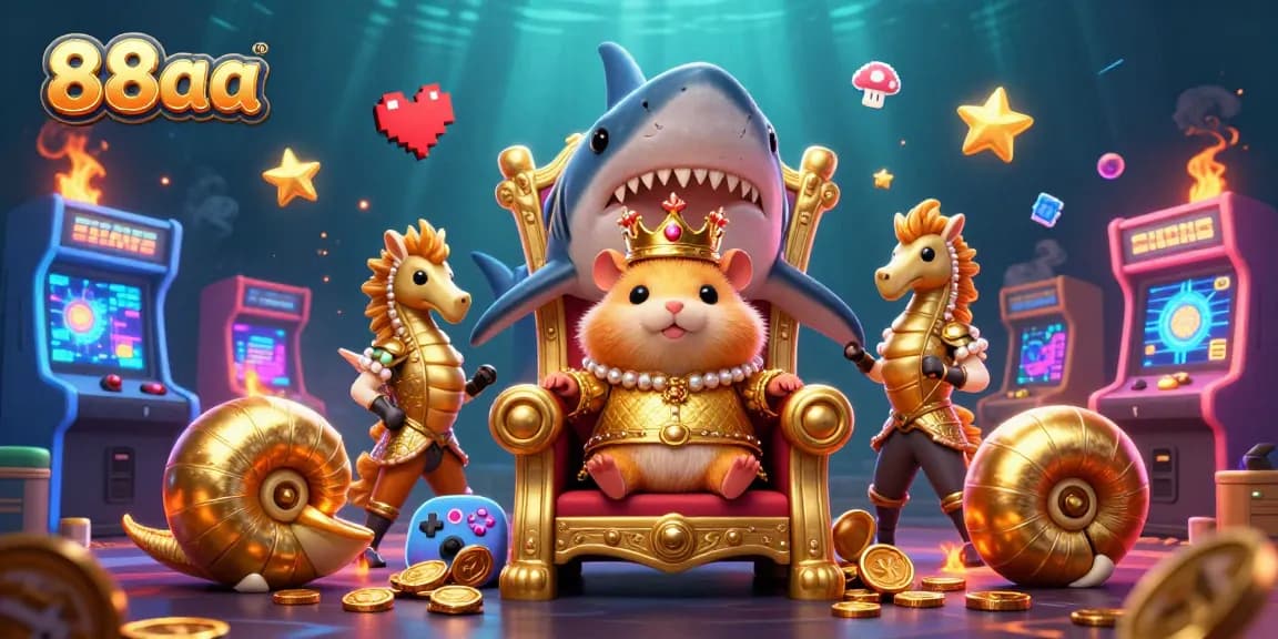 Experience the thrilling gameplay of 88aa featuring a cartoon hamster king in an underwater casino