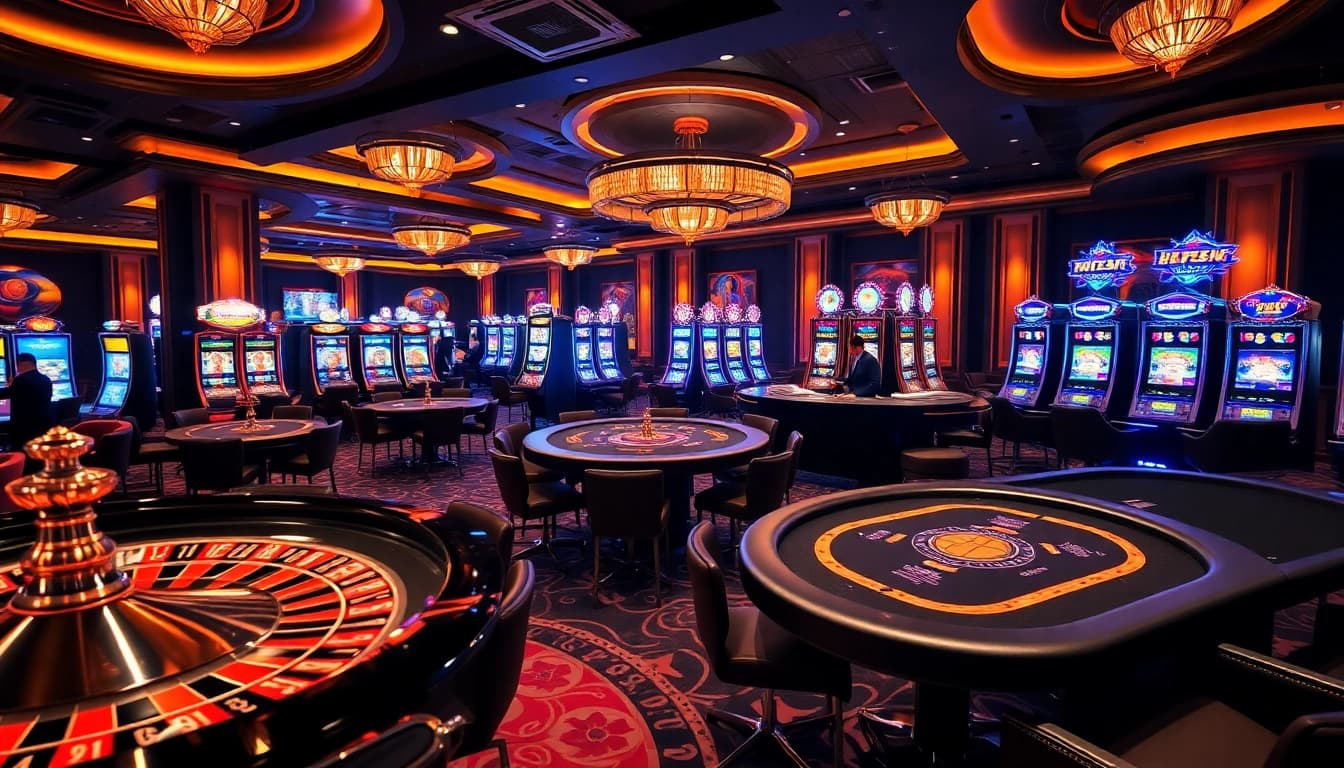 UU88 gaming environment featuring exciting slot machines and a spinning roulette wheel.