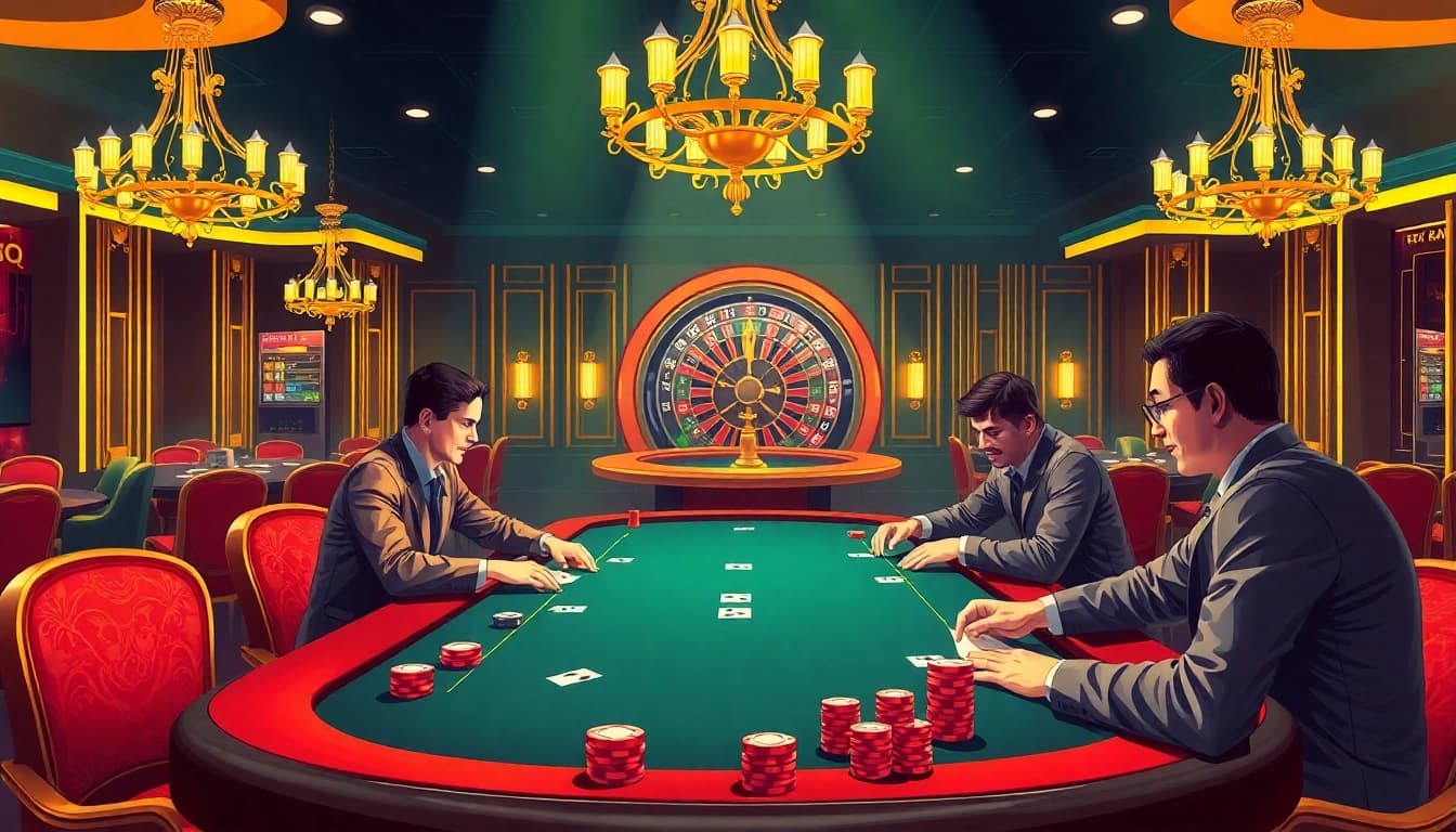 Players enjoying poker at G28 Casino, showcasing excitement and elegance in gambling.