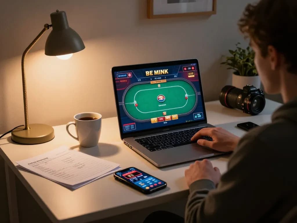 Engaging online poker gameplay at FIVE88 with strategic notes and cozy ambiance.