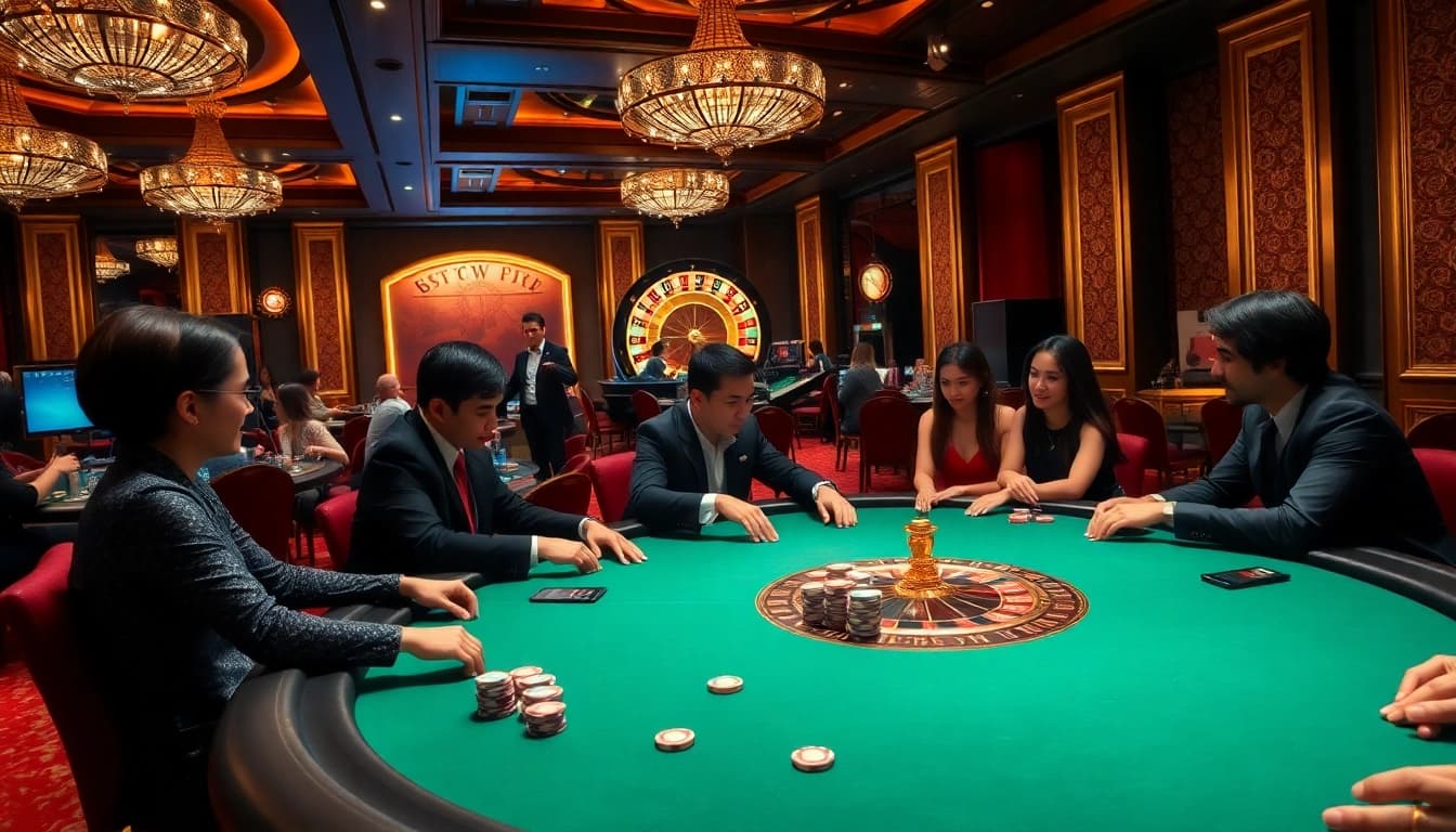 Experience the excitement of a live poker game at 88xx featuring professional dealers and vibrant players.