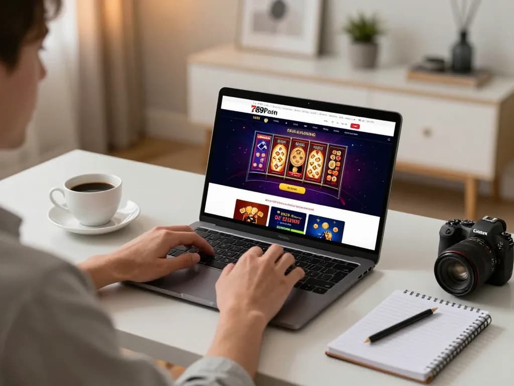 Player enjoying online gaming on 789P casino site, showcasing poker and slots.