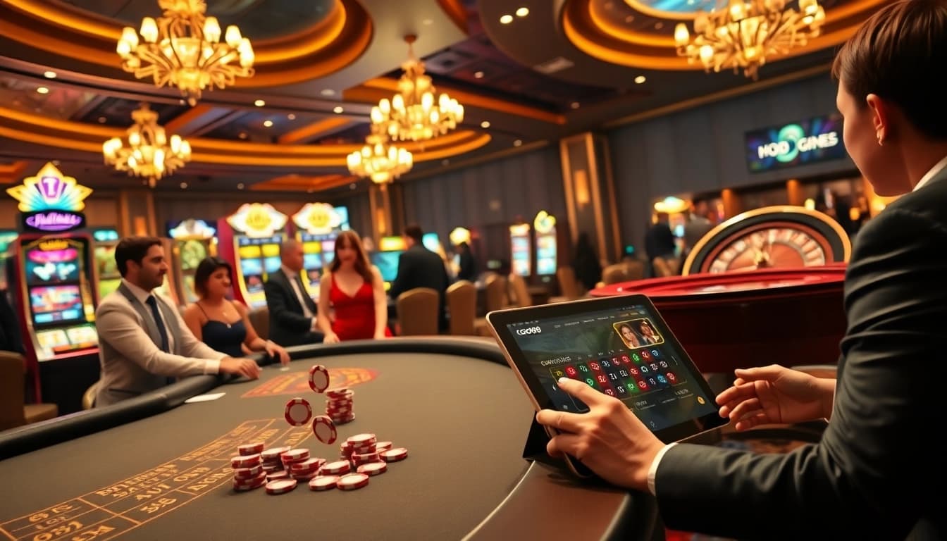 Engaged players at a luxurious casino table represent the excitement of good88 gambling experiences.