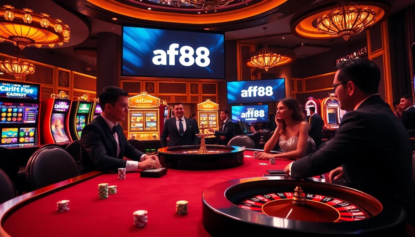 Experience the excitement at nhà cái af88 with vibrant casino gaming tables and stylish players.