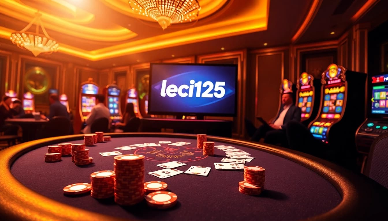 Players enjoying the thrilling leci123 poker experience at a luxurious table.