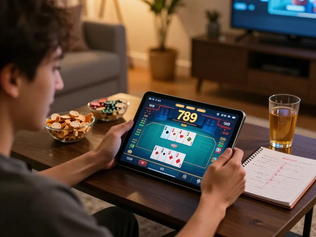 Player engaged in the 789 poker app, showcasing a competitive online gaming moment.