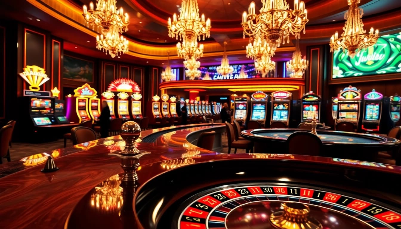 Experience the thrill of uvip娱乐 at a luxurious casino with vibrant gaming tables.