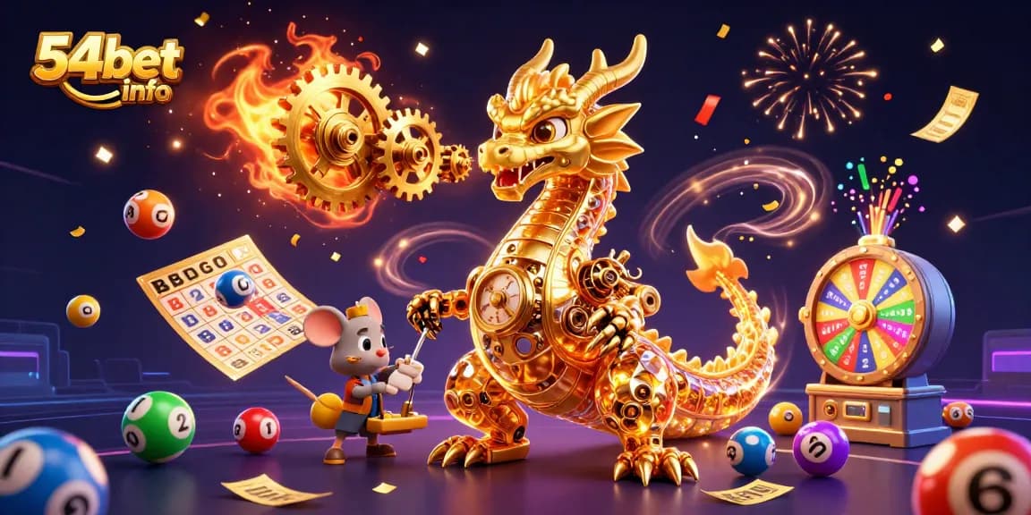 Experience the thrill of 54bet info with dynamic lottery elements and a magnificent golden dragon.