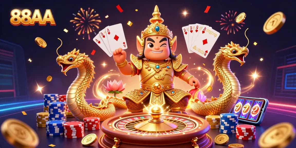 Engage in thrilling gameplay at 88AA, showcasing vibrant characters and dynamic casino elements.