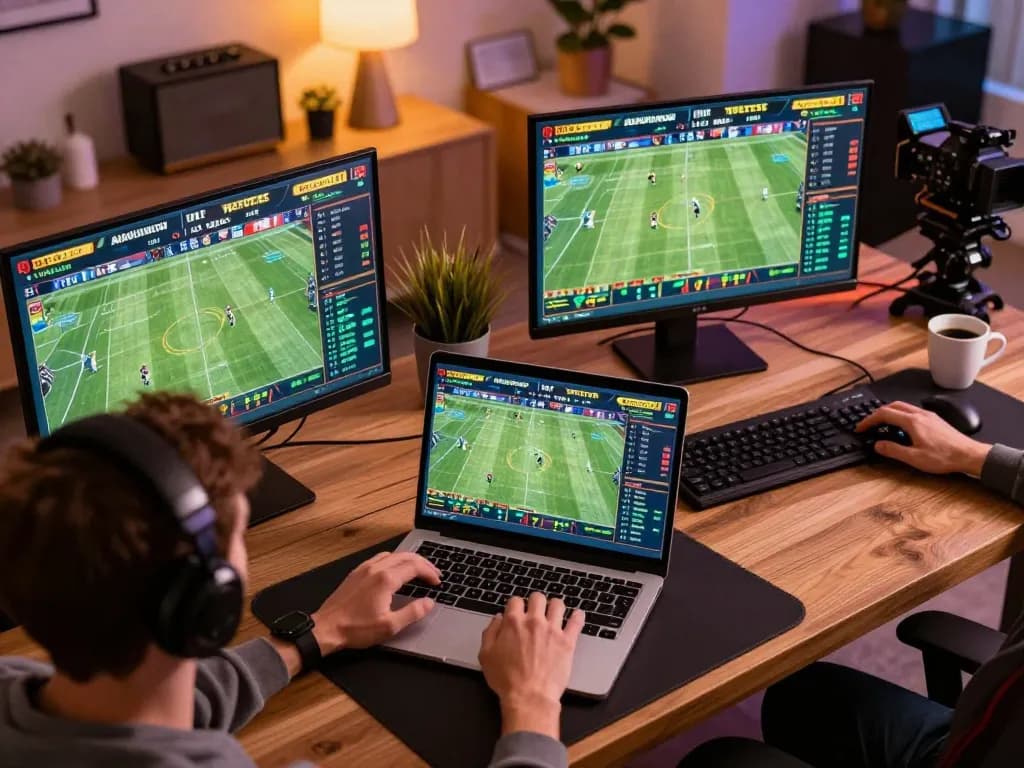 dr88 user placing bets on live sports events from a stylish laptop setup