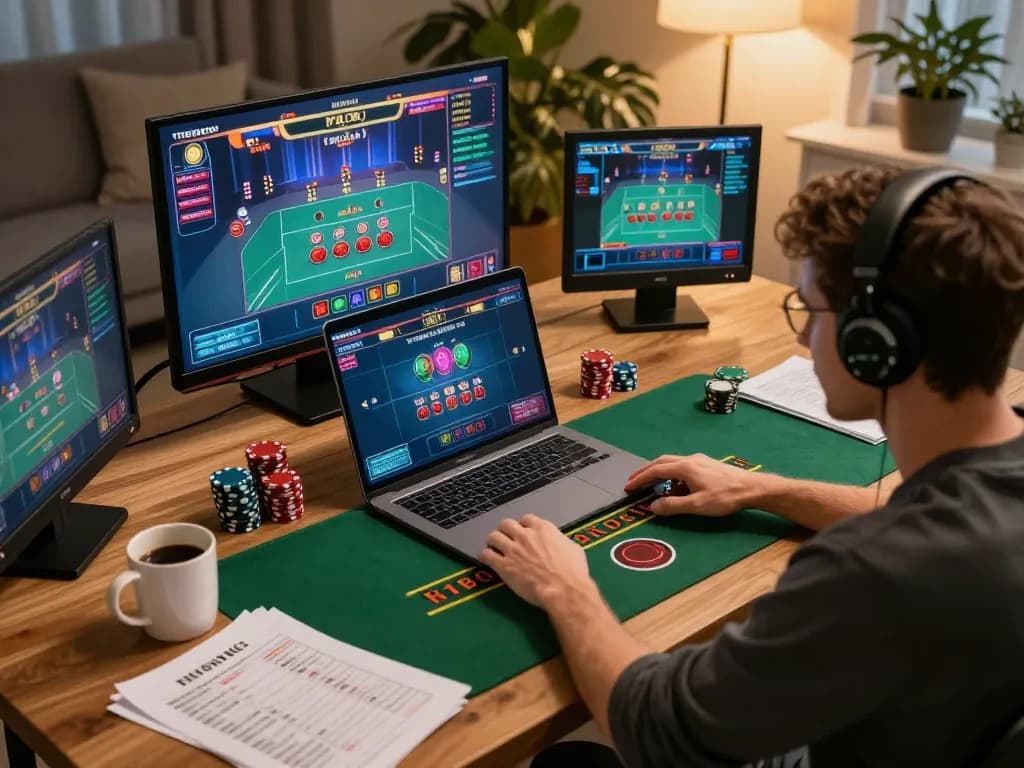ho88 player actively strategizing in live blackjack, showcasing immersive online gaming experience