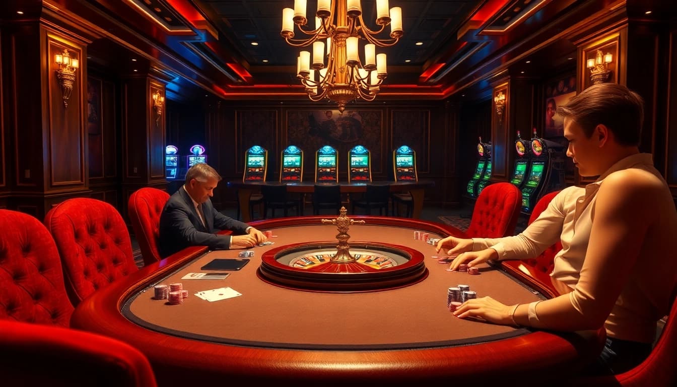 S8 casino scene showcasing an elegant poker table with vibrant chips and cards