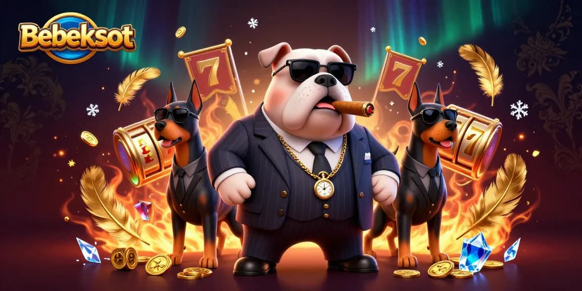 Bebekslot showcases thrilling slot action with a mafia bulldog in an engaging casino scene.