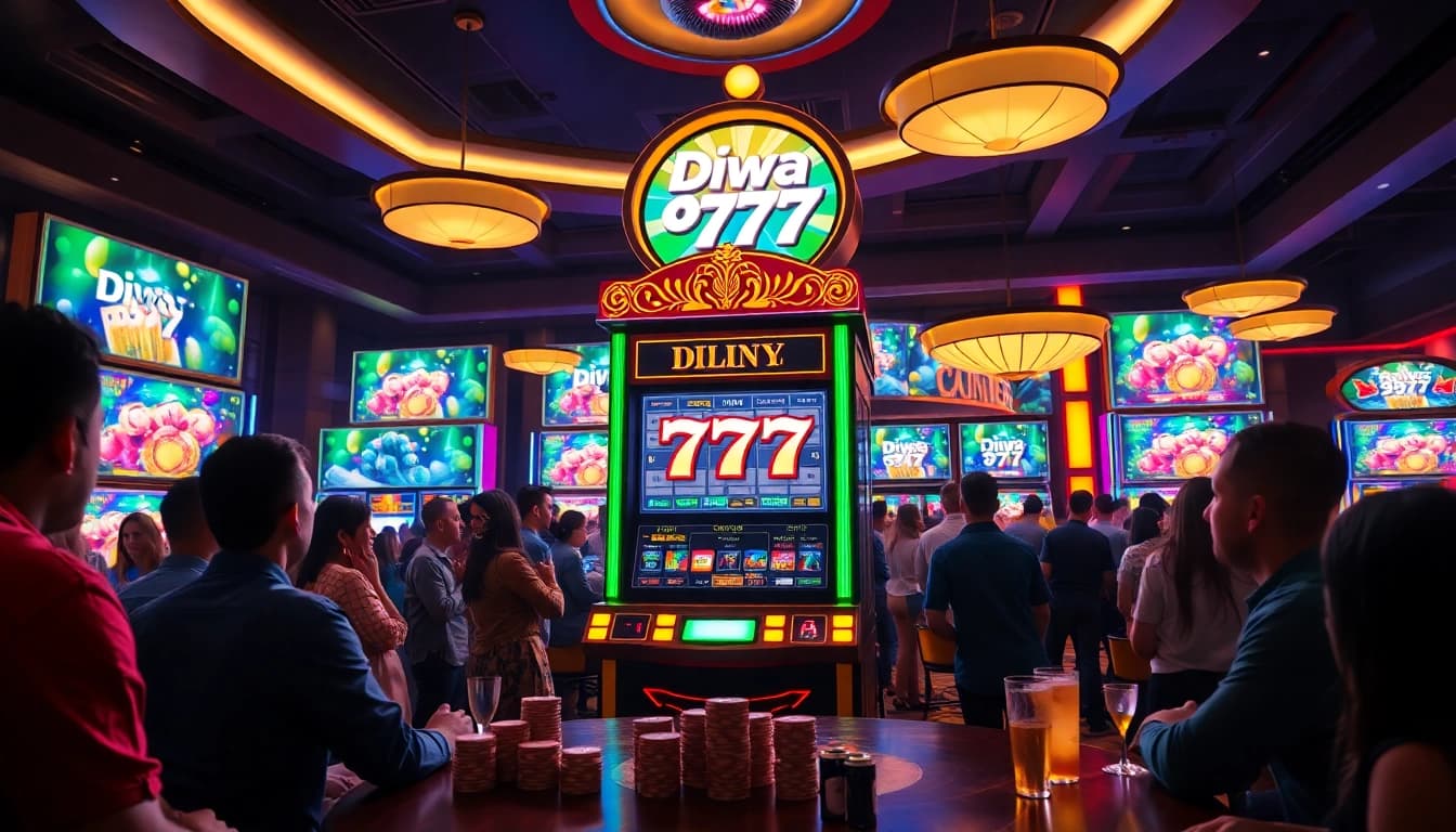 Experience the thrill of Diwa 777 with an exciting casino atmosphere, bright lights, and eager players.