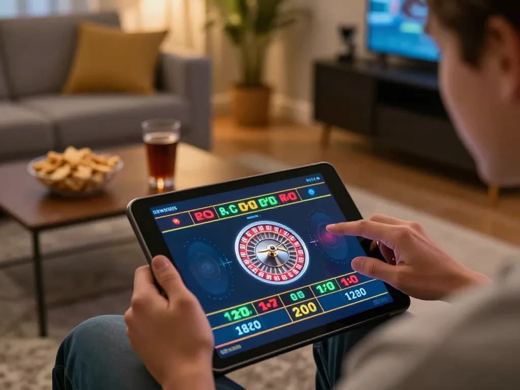 Player placing bets on 88aa casino app in cozy home setting with warm lighting ambiance.
