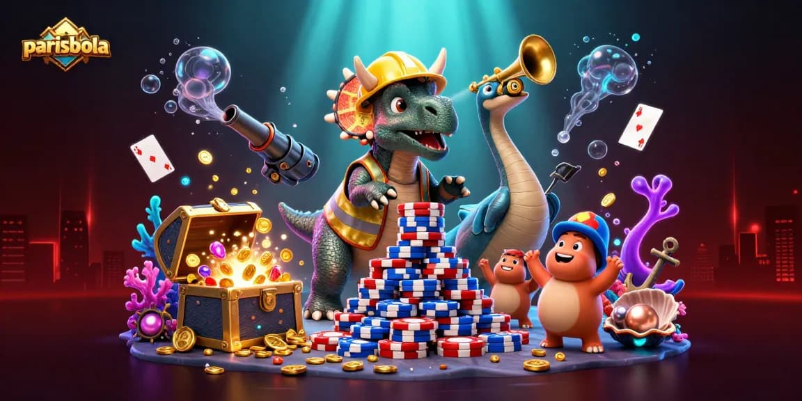 Experience the thrill of parisbola with 3D characters celebrating in a vibrant casino scene.