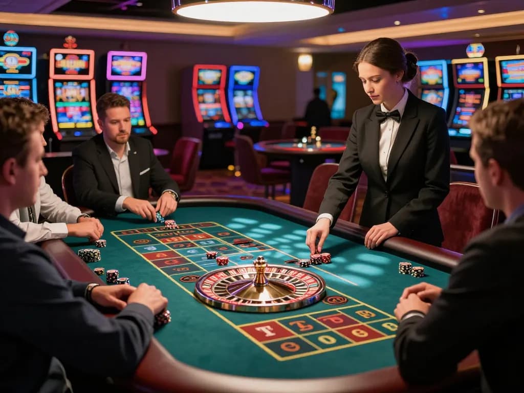 Pemain Empire99 terlibat dalam permainan roulette yang mendebarkan di kasino mewah.